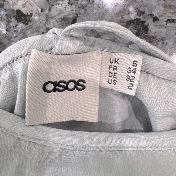 ASOS SILK FLOWY ASYMMETRICAL STRIPE DRESS SZ 2 TIERED COLORBLOCK - Picture 7 of 7